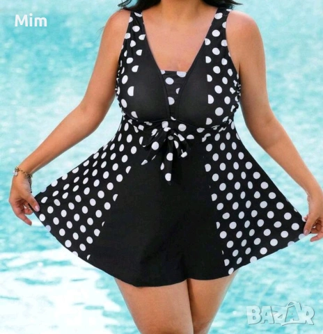3XL К-Т Черна рокля / бански / на бели точки и долнище / боксер / , снимка 2 - Бански костюми - 54142084