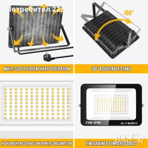 LED прожектор 75W, снимка 4 - Прожектори - 54792245