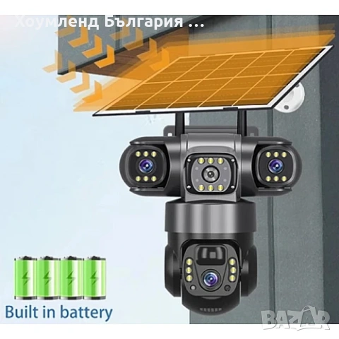 Автономна 4G 4К соларна камера с SIm карта и 4 обектива 12MP (4×3MP), снимка 2 - IP камери - 54303493