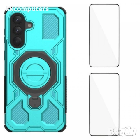 WANLONFENG KJ Калъф за Samsung Galaxy A57 5G - PC+TPU, Скрита стойка, 2 стъкла, Голям отвор, 5 цвята, снимка 2 - Калъфи, кейсове - 53973916