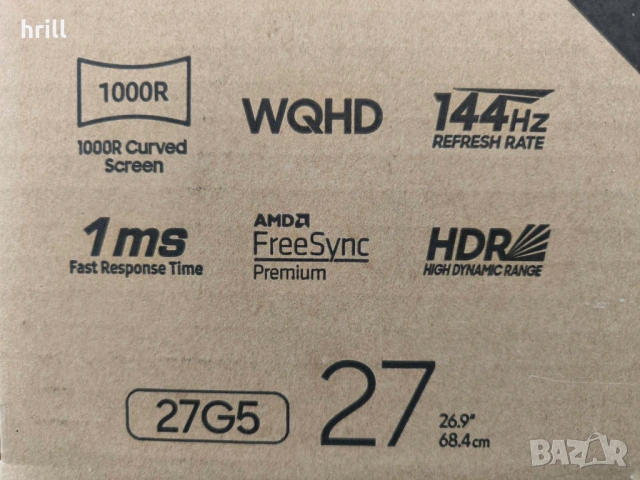 Геймърски монитор SAMSUNG Odyssey G5 като нов 27" извит 144Hz 1 ms, снимка 3 - Монитори - 54486938