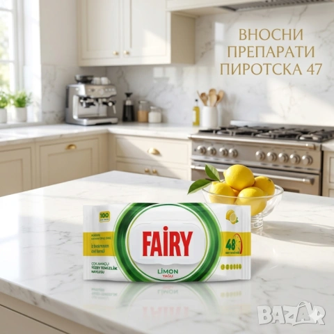 Универсални почистващи кърпи Fairy Power Wipes Limon с аромат на Лимон 100 броя