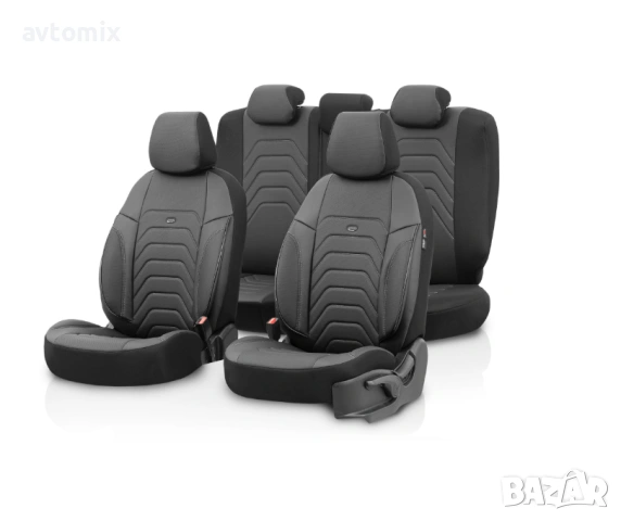 Луксозна тапицерия OTOM текстил с еко кожа CORE Design – Черна със сив шев