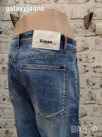 Viman- къси дънки до коляно, избелени, изчистени, памук с лек еластан, снимка 2 - Дънки - 54652429