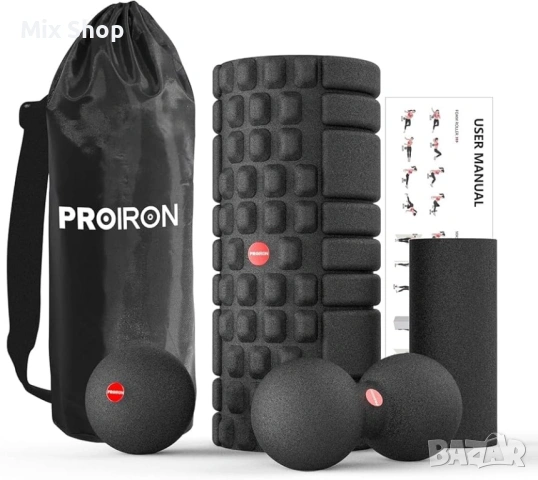 Нов Комплект ролери с пяна PROIRON 5 в 1 за дълбокотъканен мускулен масаж