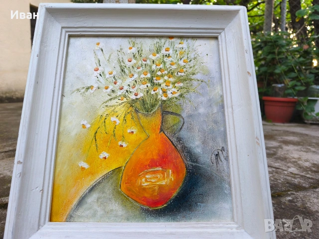 Маслена картина Лайка във ваза , снимка 3 - Картини - 54822909