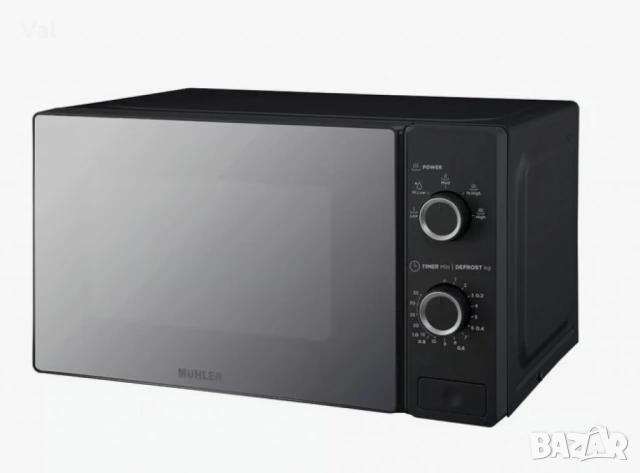 Микровълнова фурна 20L, черна, огледална, механична, снимка 6 - Микровълнови - 54746011