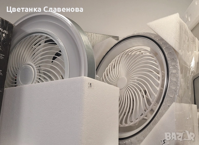 Таванен вентилатор с лампа, 30W фасунга за вентилатор, LED лампа, 3000-6500K,от 20-45C