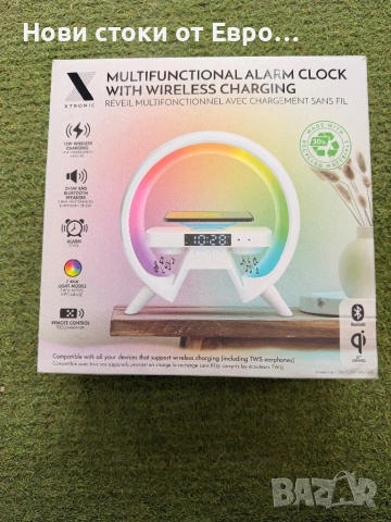 Многофункционално зарядно с вградена колонка будилник сменящи светлини Цена: 15 евро