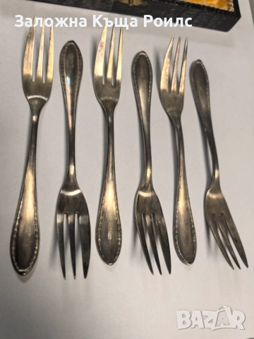 Немски сребърни десертни вилици Gebrüder Ruge, проба 800, комплект, снимка 3 - Прибори за хранене, готвене и сервиране - 54241099