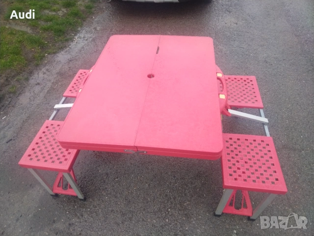 Сгъваема маса със столове за  къмпинг, идеаллна за дворове, градини, пикници и др.  Сгъва се във фор, снимка 9 - Къмпинг мебели - 46465888