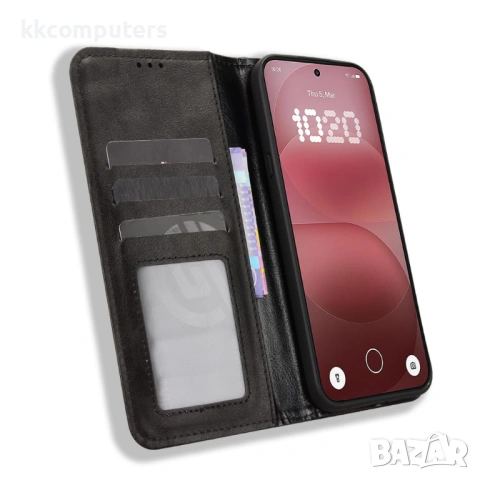 Ретро Кожен Калъф Портфейл за Nothing Phone (4a) Pro - Магнитен, Стойка, Слотове, 4 цвята, снимка 8 - Калъфи, кейсове - 54250236