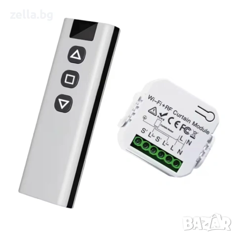 WiFi Tuya 16A Смарт контролер за ролетни щори, завеси и тенти с RF дистанционно 10323, снимка 3 - Друга електроника - 54663578