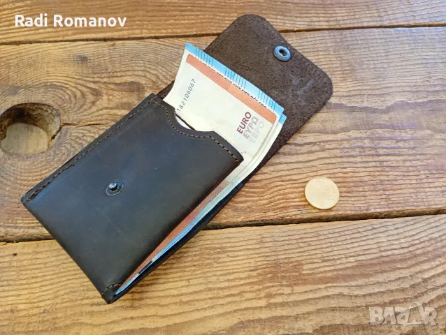 Ръчно изработен джобен мъжки кожен портфейл 