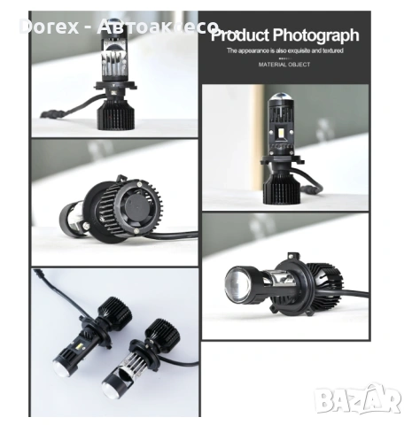 LED крушки H7 с лупа 6000K 6400LM Canbus | Комплект 2 бр., снимка 3 - Аксесоари и консумативи - 54022423