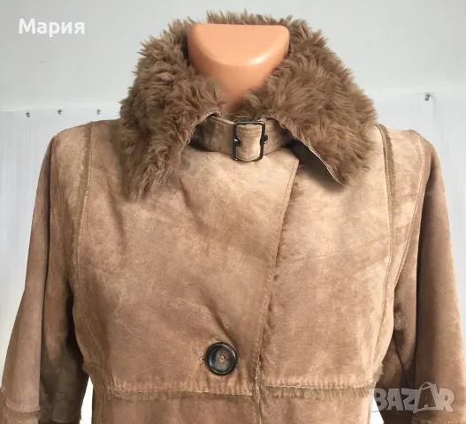 С / М H&M Дамско Палто Естествена Кожа Велур, снимка 5 - Палта, манта - 55675912