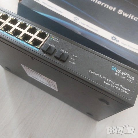 Професионален 2.5G Суич GiGaPlus GP-S25-1602 | 16 x 2.5GbE + 2 x 10G SFP+ | Fanless, снимка 7 - Суичове - 54446644