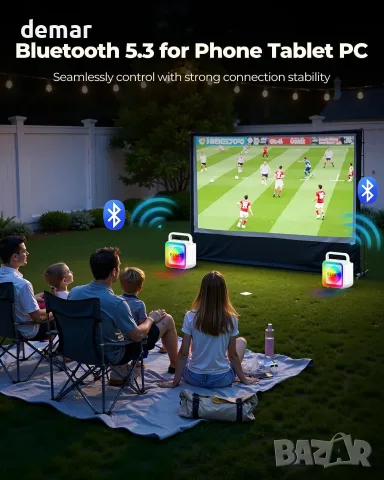 Bluetooth караоке машина SD-516 с 2 микрофона, 10W, DJ светлина, USB/AUX, снимка 4 - Караоке - 55621659