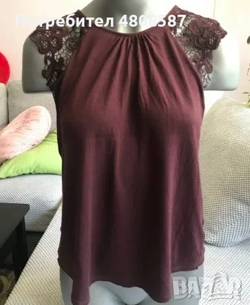 Виненочервен потник H&M с дантела