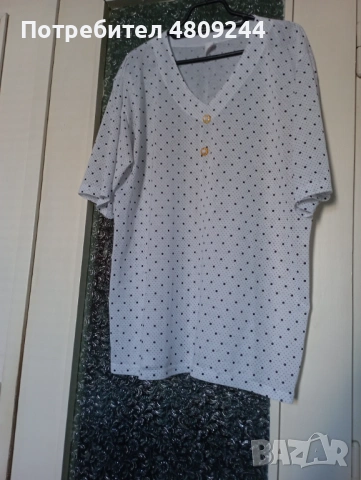 Бяла памучна блуза XL, снимка 2 - Тениски - 54339311