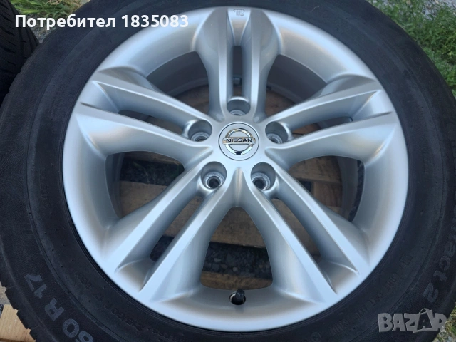 Лети джанти 17ки 5х114.3 Nissan + летни гуми 215/60/17 Continental, снимка 7 - Гуми и джанти - 55081278