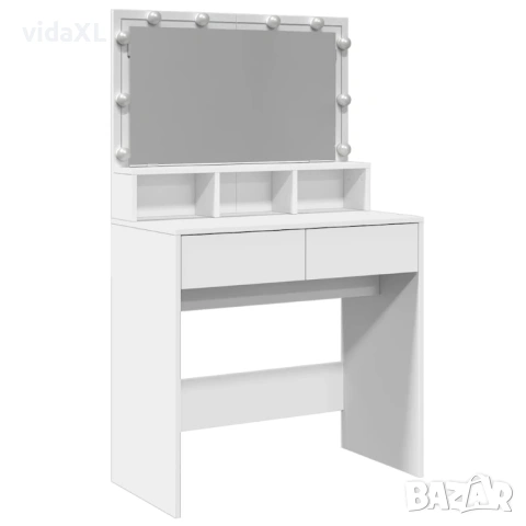 vidaXL Тоалетка с LED, бяла(SKU:848185)