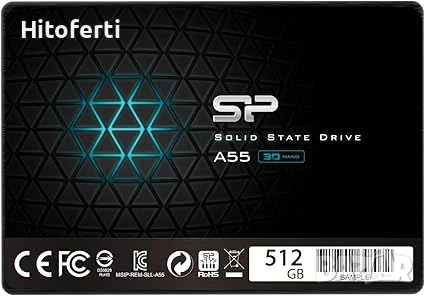 Silicon Power 512GB SSD 3D NAND A55 SLC Cache Performance Boost SATA III 2.5″ 7mm (0.28″) вътрешен S