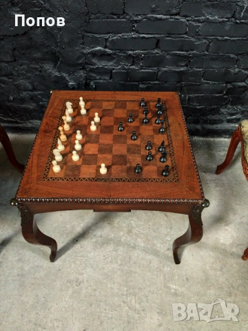 Дървена игрална маса в стил Луи XV, снимка 4 - Маси - 54840323