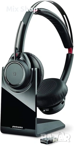 Нов Plantronics Voyager Focus UC B825 Bluetooth стерео слушалки със зареждаща станция, с USB-A BT