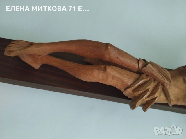 Голям кръст Разпятие Христово изцяло от дърво ръчно изработен, снимка 6 - Икони - 55213466