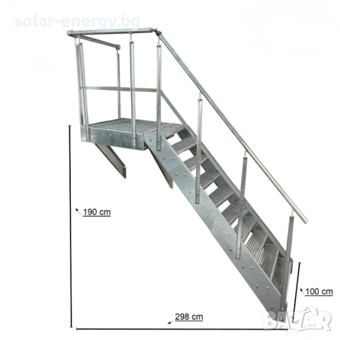 Метално стълбище с площадка 10 стъпала | За монтаж към стена | Поцинковано, снимка 5 - Други - 54236243