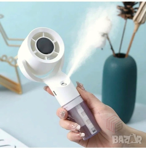 Нов USB Акумулаторен Вентилатор с Функция за Водна Мъгла и Овлажняване, 3 скорости