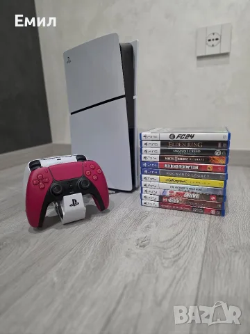 PS5 Slim Disc 1TB + 2 DualSense + 11 игри + зарядна станция