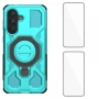 WANLONFENG KJ Калъф за Samsung Galaxy A57 5G - PC+TPU, Скрита стойка, 2 стъкла, Голям отвор, 5 цвята, снимка 2