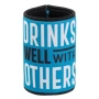 Изотермичен калъф за чаша или бутилка, син, с надпис "Drinks well with others"_1236959, снимка 1