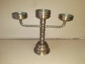 Стар тежък масивен троен бронзов свещник, снимка 1