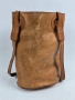 Дамска кафява кожена чанта тип bucket bag / shopper с дълги дръжки, снимка 2