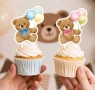 24 бр baby мече конче топери за мъфини кексчета бебешко парти shower, снимка 6