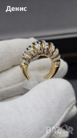 Масивен златен пръстен 14K с естествени диаманти | 14.65 г | Луксозен дизайнерски модел