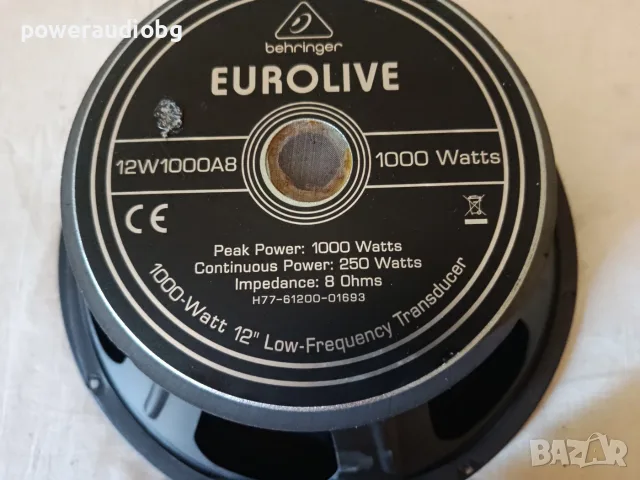 Профи 12 инча говорител Behringer 12W1000A8 - 8 OHM - 1бр., снимка 3 - Тонколони - 55382238