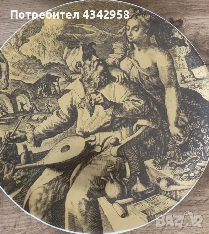 Комплект 4 колекционерски порцеланови чинии Royal Tettau – „Die Elemente“. 1980-те, снимка 2 - Други ценни предмети - 55677436
