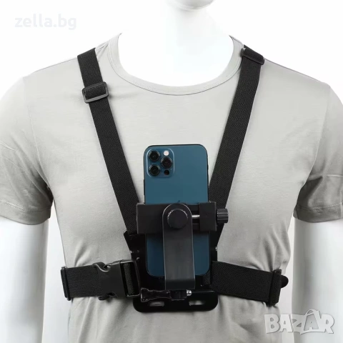Регулируем нагръден колан за телефон и GoPro – Chest Mount за екшън кадри, колоездене и влог 10361