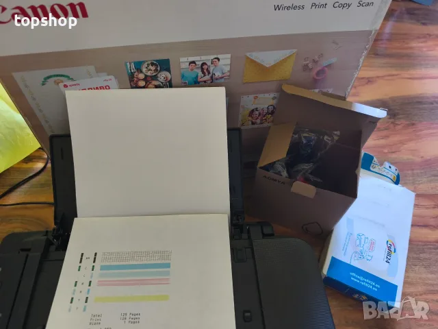 Практически нов Canon PIXMA TS3355 (Wi-Fi) – САМО на 128 страници! Опция за сет за пълнене ..., снимка 2 - Принтери, копири, скенери - 55682591