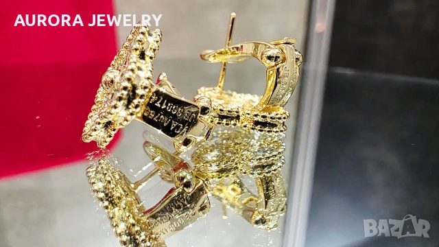 Van Cleef & Arpels VCA Gold Diamonds Vintage Alhambra Clips Clover Дамски Обеци, снимка 6 - Обеци - 54639113