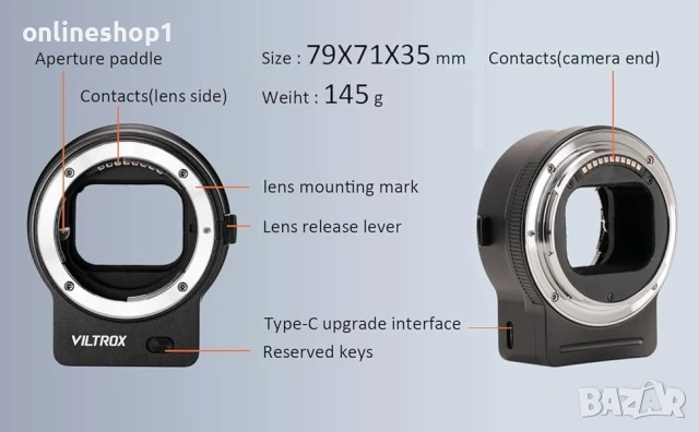 Адаптер за обектив Nikon F към обектив Nikon Z VILTROX NF-Z, снимка 3 - Обективи и филтри - 54397291