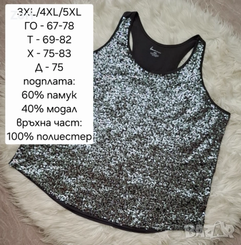 УНИКАЛЕН топ с пайети в цвят графит 3XL/4XL/5XL, снимка 2 - Потници - 54873235