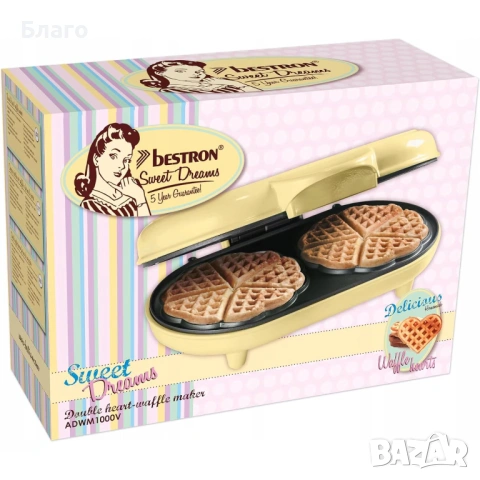 Гофретник Bestron Sweet Dreams, двоен, 10 гофрети във формата на сърце, снимка 6 - Гофретници - 54919353
