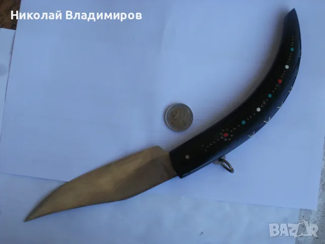 Сойка български голям 34 см. стар от рог джобен нож Габрово ножче, снимка 4 - Ножове - 55337254