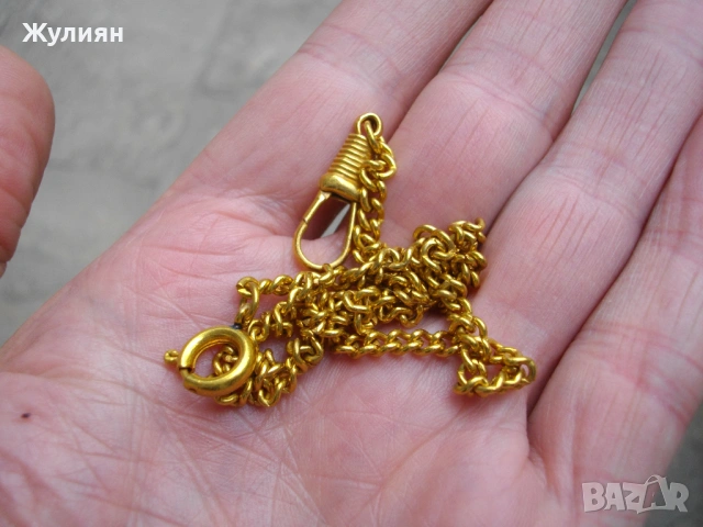 СТАР ПОЗЛАТЕН КЮСТЕК ЗА ДЖОБЕН ЧАСОВНИК, снимка 5 - Антикварни и старинни предмети - 54482256