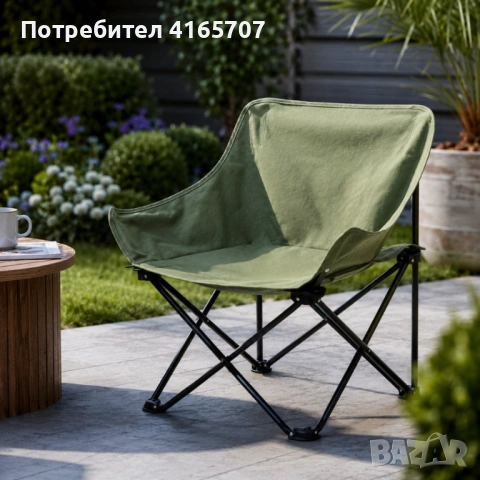 Сгъваем къмпинг стол EPIFIT зелен – Здрав, лек и удобен до 120 кг, метална конструкция и калъф за но, снимка 4 - Градински мебели, декорация  - 54839004